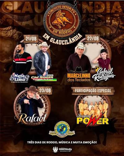CIRCUITO INTER TV DE RODEIO EM GLAUCILÂNDIA - Nos dias 21, 22 e 23 de Agosto